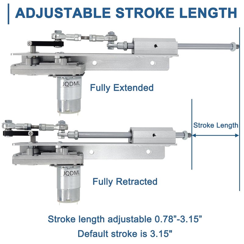 JQDML Store محرك خطي متذبذب DC 24V 120RPM سكتة 2cm-8cm قابل للتعديل مع محرك تلسكوبي ووحدة تحكم في السرعة (24V80mm120rpm) - Image 3
